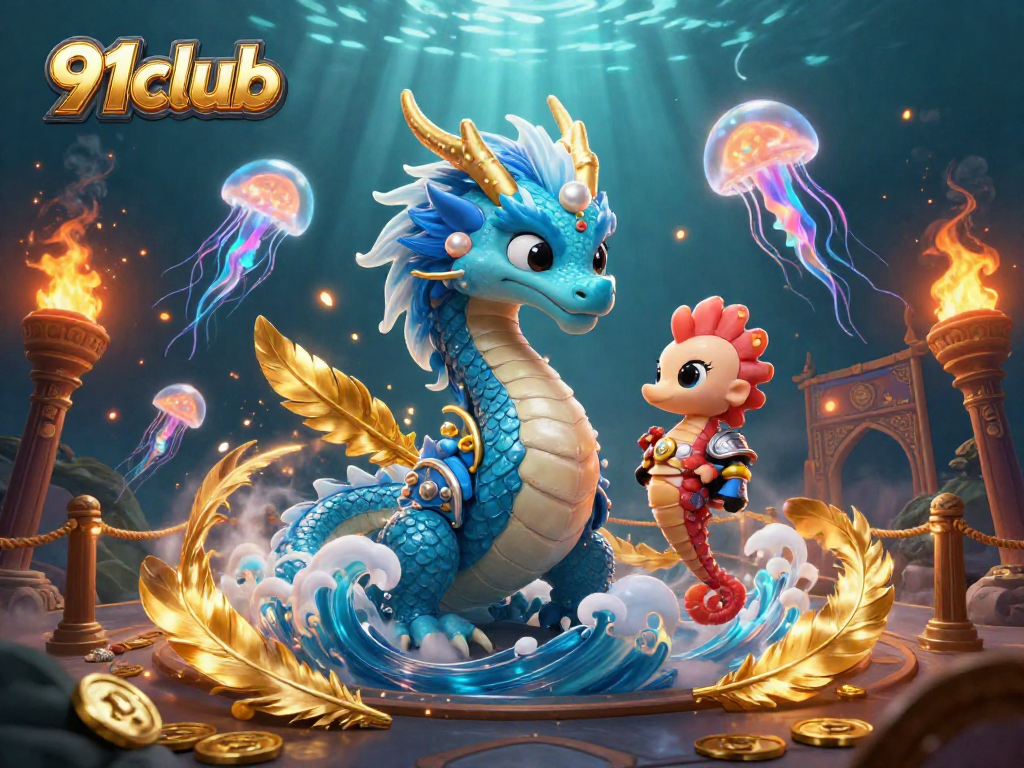 Winning big with 91club at a colorful online casino filled with vibrant characters and elements.