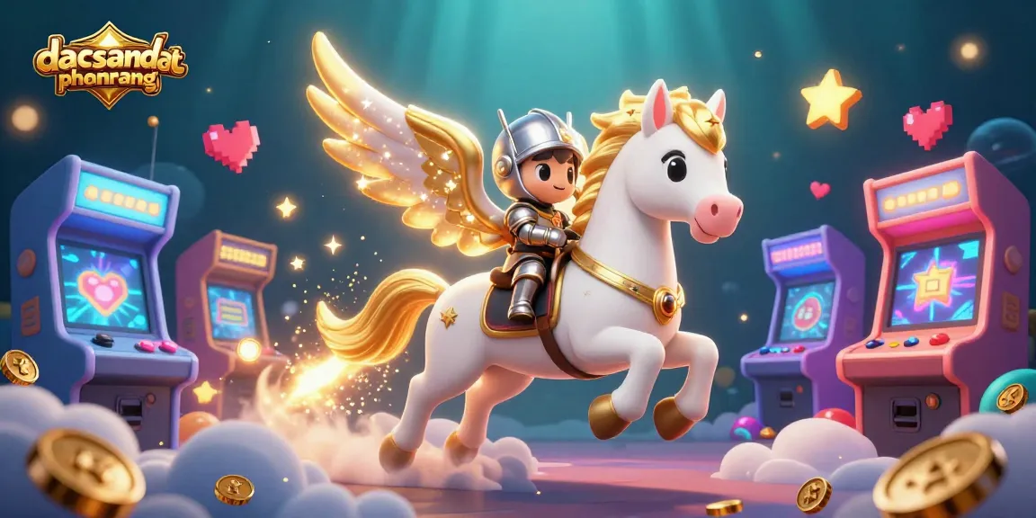 Experience excitement at dacsandatphanrang with a celestial horse, vibrant game machines, and stunning visuals.