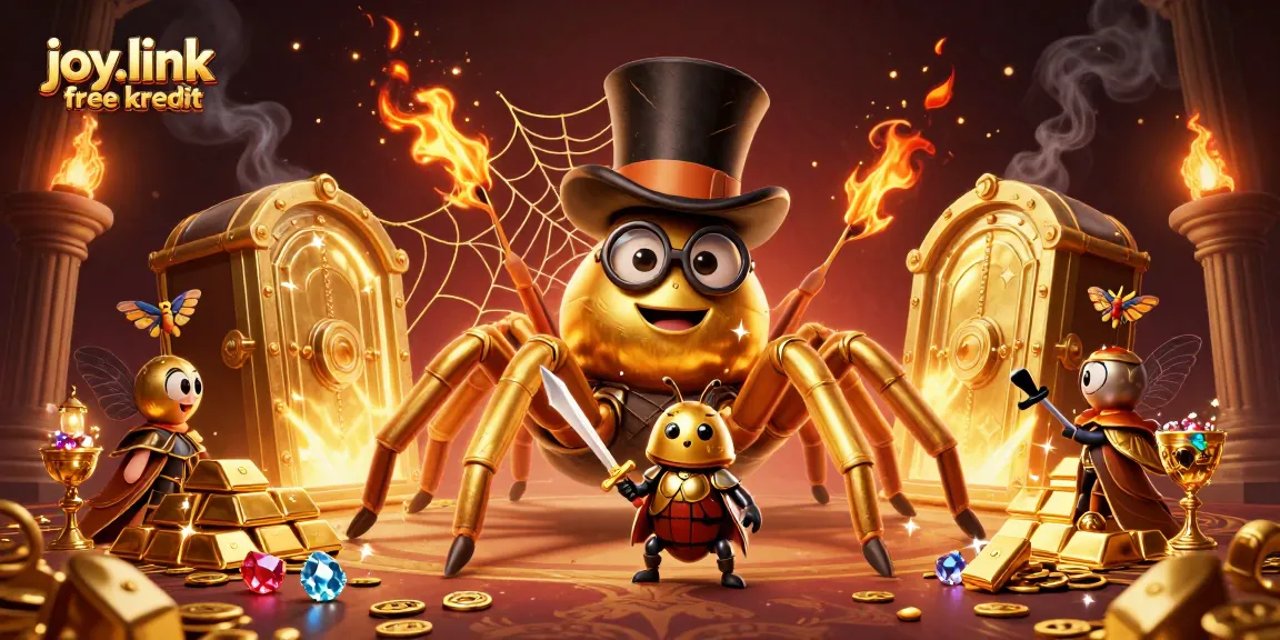 Join the adventure with joy.link free kredit in this vibrant casino-themed illustration.