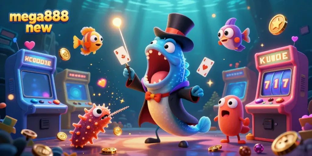 Engage in mega888 new with exciting slots and vibrant casino elements in a magical underwater setting.