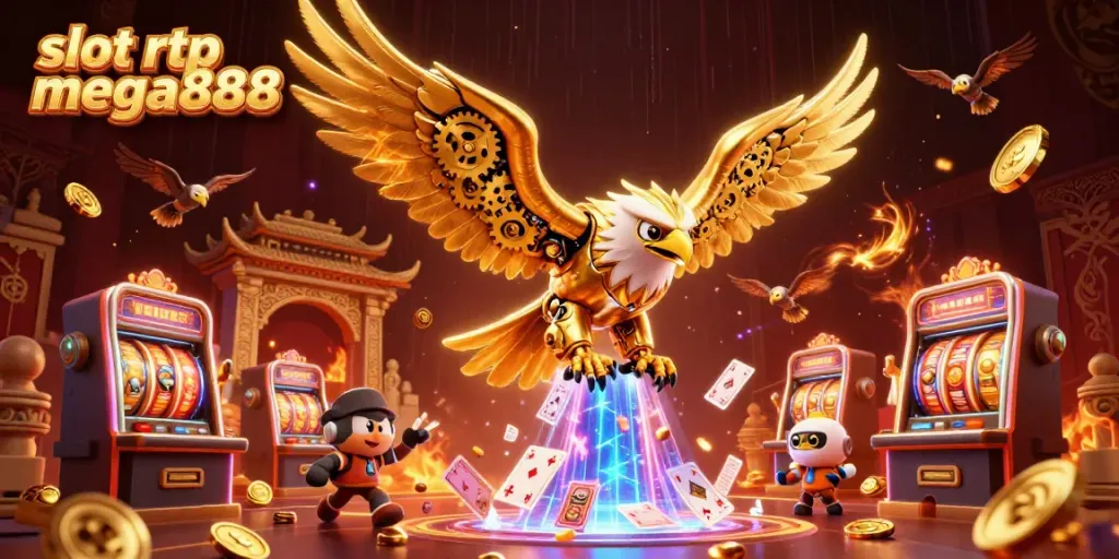 Engage in thrilling gameplay with slot rtp mega888 amidst dazzling casino elements and 3D characters.