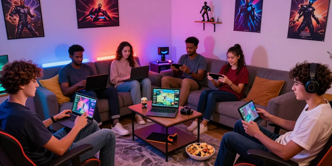 Engaged players enjoying NSFW APK games in a colorful game room atmosphere, showcasing a vibrant gaming community experience.