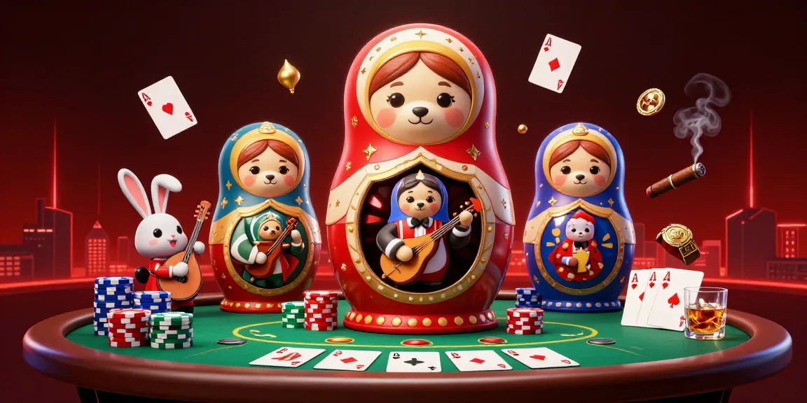 Experience CV666's vibrant casino scene with bears and a balalaika-playing rabbit in action.